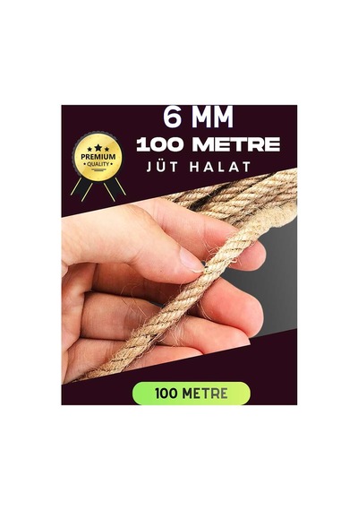 6 Mm 100 Metre Jüt Halat Dekoratif Hasır İp Urgan Süs Evimdeyokyok