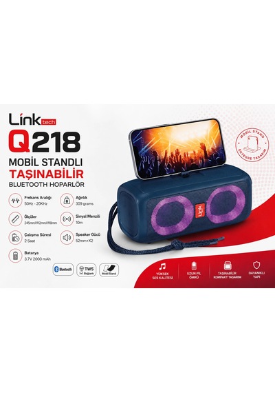 Linktech Işıklı Bluetooth Hoparlör - Linktech Q218 Mobil Standlı Taşınabilir Rgb Bluetooth Hoparlör
