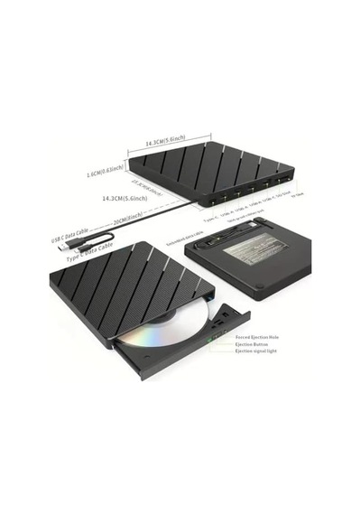 Harici Cd Dvd Okuma Yazma Usb 3.0 Hub Çok Amaçlı External Drive Tf Sd Kart Okuyucu 8in1