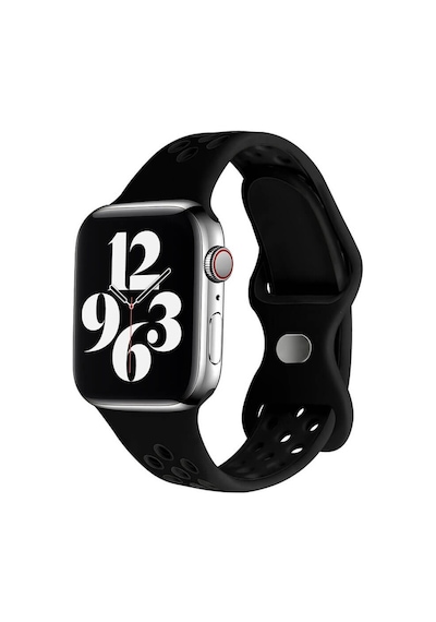 Wozlo Apple Uyumlu  Watch 1, 2, 3, 4, 5, 6, 7, 8, Se Nike Serisi Silikon Kordo S-m Beden 38/40/41mm - Siyah