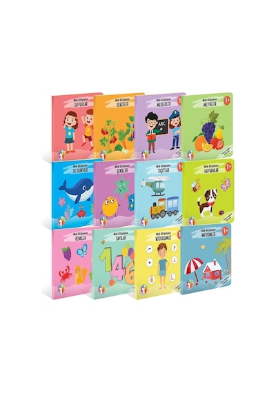 Bebeğimin İlk Minik Kütüphanesi Eğitici Bebek Kitap Seti 12 Li Türkçe İngilizce 1+ Yaş