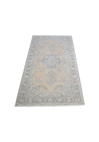 Zehra Abla Halı Vintage El Dokuma Açık Turuncu Nadir Pastel Uşak Yün Halı 7196 Çok Renkli
