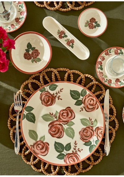 Bella Maison Rose Porselen 6'lı Servis Tabağı 26 Cm Çok Renkli