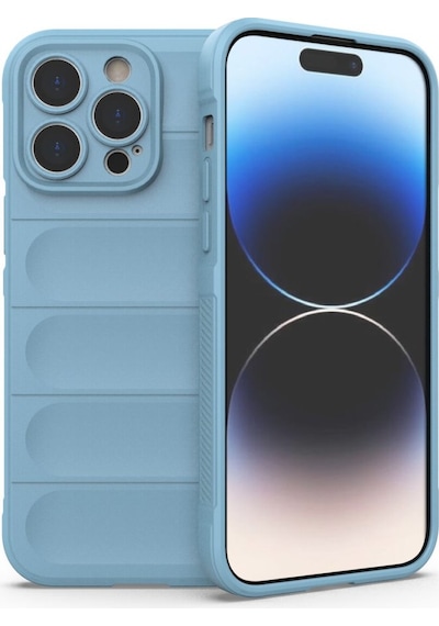 Apple Uyumlu iPhone 14 Pro Kılıf Elde Tutma Kolaylıkla Kaydırmaz Kenar Line Dizayn Optietnik Kapak Sky Blue
