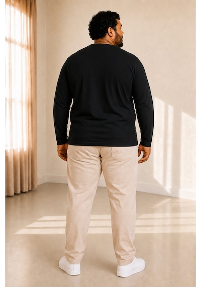 Sngl Tekstil Erkek Büyük Beden Oversize Uzun Kollu T-shirt 3xl 4xl 5xl 6xl 7xl 8xl 9xl Siyah