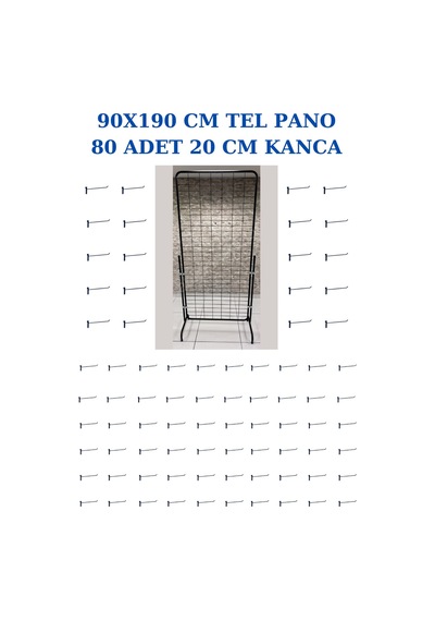 Tel Pano Standı 90x190 Cm Siyah 80 Adet Kanca Bijuteri Standı Çorap Standı Telefon Standı