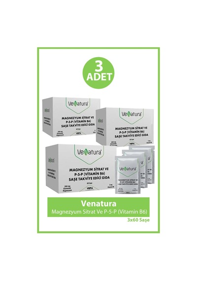 Venatura Magnezyum Sitrat Ve P-5-p Vitamin B6 60 Saşe 3 Adet