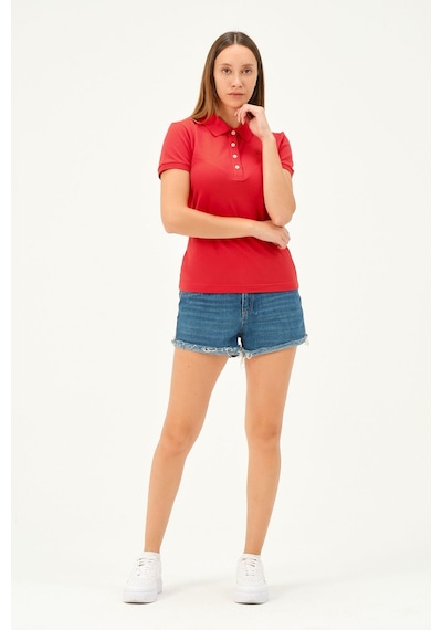Msw Kadın Kısa Kollu Regular Fit Polo Yaka T-shirt Yavru Ağzı