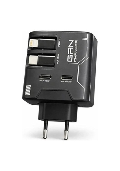 Gan+ Pd 40w Hızlı Şarj Adaptörü Çoklu Çıkış Usb-c Lightning Kablolu Hızlı Şarj Cihazı Ev Ofis Uyumlu Siyah Diğer