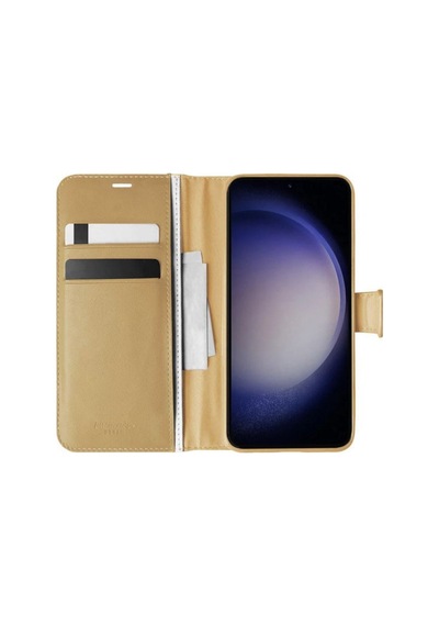 Samsung Galaxy Uyumlu   S23 Kılıf Kapaklı Standlı Kartlıklı Korumalı Gold Gold-colr64710