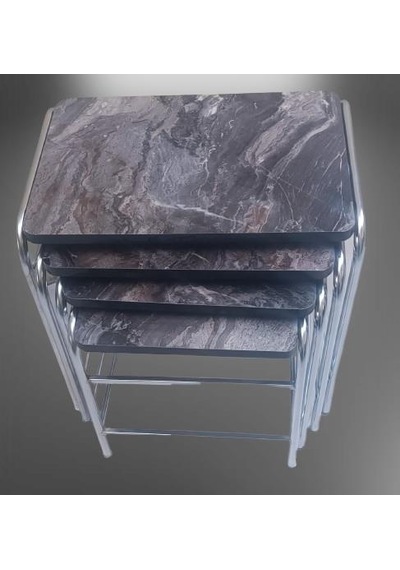 1448bng90221zigon Sehpa Demet Model Metal Nikelaj Ayak Açık Siyah Mermer Desen Tabla El Yapım