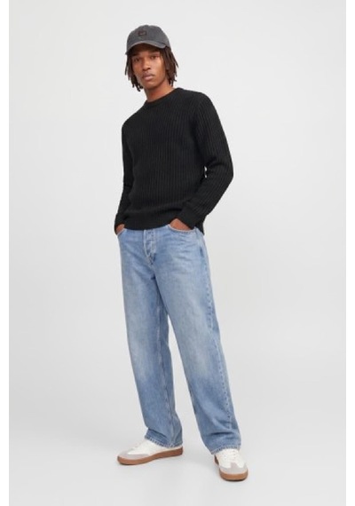Jack & Jones Jjjaxon Erkek Bisiklet Yaka Triko Kazak Günlük Şık Siyah