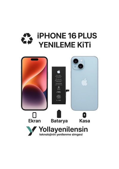 Apple Uyumlu iPhone 16 Plus Kiti Ekran + Batarya + Arka Kasa Model , Yüksek Kalite Parçalar