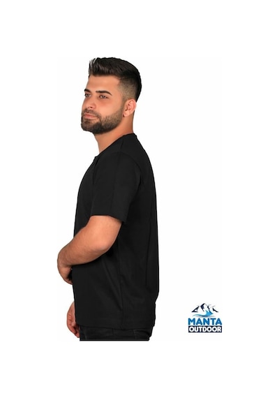 Manta Mnt 2307-1 Kuru Kafa Baskılı Erkek T-shirt-23622 Siyah