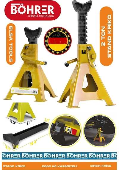 Böhrer Hb0418t Alman Böhrer Sarı 2 Ton Oto Araç Araba Kaldırma Sabit Tutma Kriko Standı - Tekli
