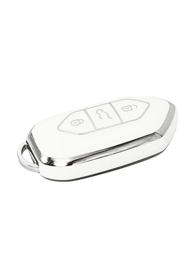 Autohan Keys Togg T10x T10f Akıllı Anahtar Kılıfı, 3 Tuşlu, Nano Koruma Beyaz-gümüş