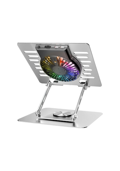 Addison Ad-rc35 360 Derece Dönebilen Fanlı Rgb Işıklı Ayarlanabilir Metal Laptop Stand