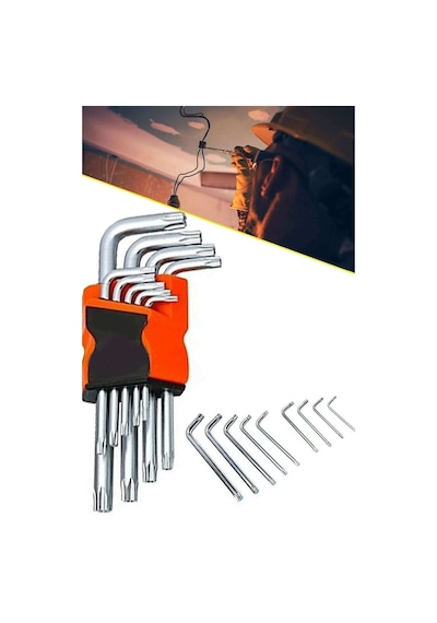 9 Parça Çift Taraflı Torx Alyan Allen 9 Parça Yıldız Anahtar Tak