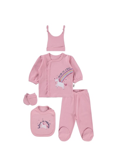 Civil Baby Unicorn Baskılı Zıbın Takımları - Pembe