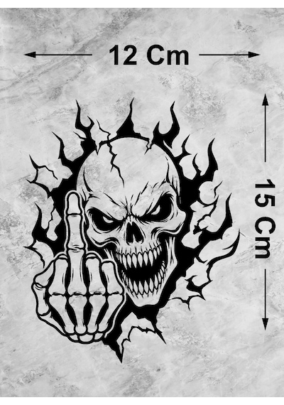 İskelet Kurukafa Sticker - İskeletor Kurukafa Kuru Kafa Sticker - Araba Oto Motosiklet Karavan Cam Laptop Sticker - 00352 15x12 Cm