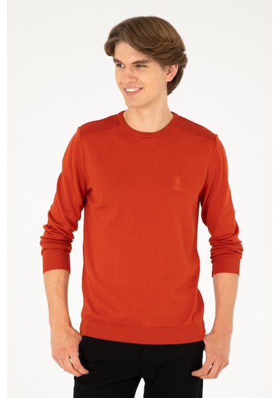 U.S. Polo Assn. Erkek Slim Fit Bisiklet Yaka Kiremit Basic Kazak 50288888-VR031