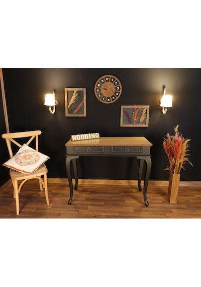 Wooding 100 Cm Çekmeceli Masif Siyah Naturel Dresuar (548588059) Siyah