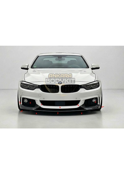 F32 F33 F36 M Sport Ön Lip 3 Parça - Plastik Parlak Siyah