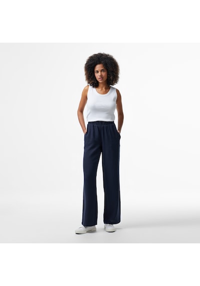 Nautica Kadın Lacivert Regular Fit Keten Karışımlı Pantolon Düz 55p703t Lacivert