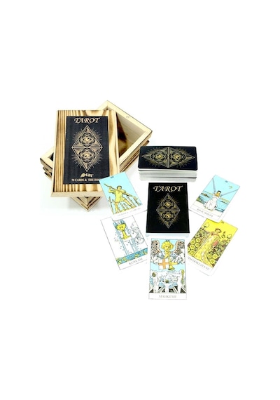 Ahşap Tarot Kutulu Masa Oyunu 78 Kartlı Tarot Kartları Oyun Seti