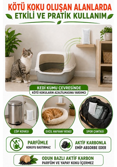 4 Lü Aktif Karbon Koku Giderici Kese Ayakkabı Dolap Çekmece Gibi Alanlar İçin 50g Kese X 4 Adet
