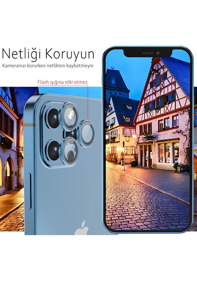 İphone 12 Pro Uyumlu Safir Lens Çizilmez Dayanıklı Kamera Koruyucu