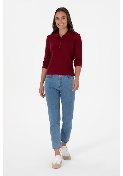 U.S. Polo Assn. Kadın Bordo Basic Polo Yaka Sweatshırt 50307755-VR014 U.S. Polo Assn. Kadın Bordo Basic Polo Yaka Sweatshırt 50307755-VR014