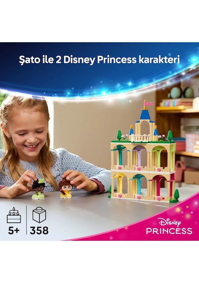 LEGO® ǀ Disney Princess Şato ile Mini Belle ve Tiana 43291 – 5 Yaş ve Üzeri için Aksesuarlar İçeren Oyuncak Yapım Seti (358 Parça)