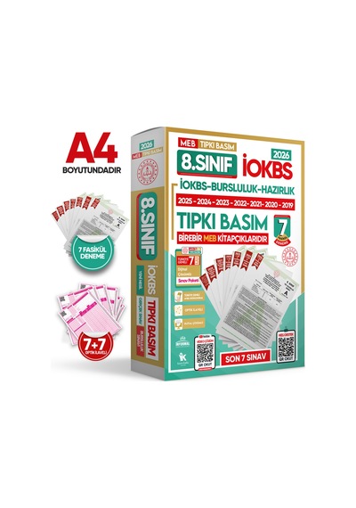 2027 8.Sınıf İOKBS-BURSLULUK Çıkmış Soru Tıpkı Basım 9lu Deneme Paketi PDF/Video Çözümlü Türkiye G.