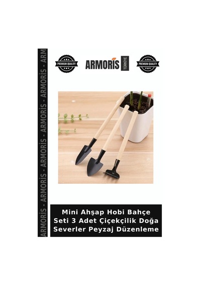 Mini Ahşap Hobi Bahçe Seti 3 Adet Çiçekçilik Doğa Severler Peyzaj Düzenleme
