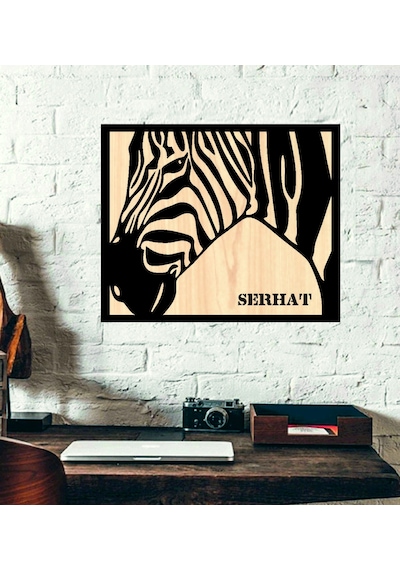 Kişiye Özel Zebra Temalı Ahşap Duvar Tablo