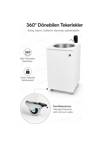 Mobil Seyyar Lavabo Yeni Yönetmeliğe Uygun Model Beyaz