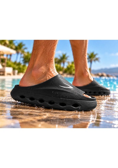 Look Life Konforlu Ergonomik Delikli Unisex Günlük Terlik Siyah