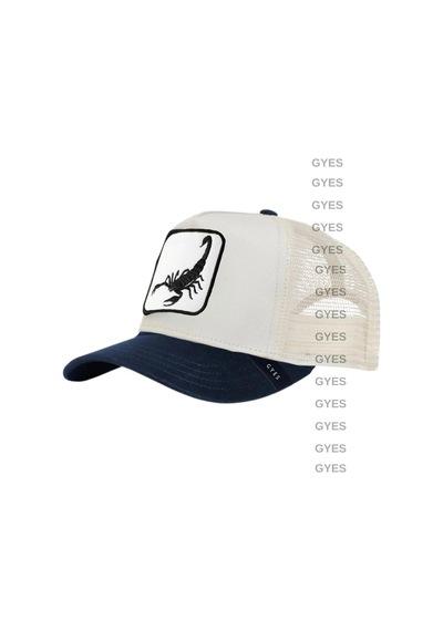 Caxis Spor Hayvan Figürlü Şapka Unisex Arkadan Ayarlanabilir Cap Lacivert Siperli Krem // Akrep