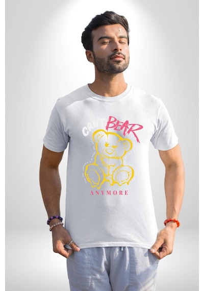 Daha Fazla Dayanamıyorum Teddy Unisex Unisex Beyaz Organik Baskılı T-shirt Penye Yüksek Kalite Beyaz