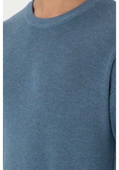 U.S. Polo Assn. Erkek Regular Fit Bisiklet Yaka Mavi Basic Kazak 50298267-VR251