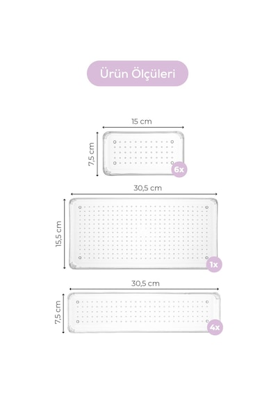 Vienev Çekmece İçi Kaşıklık - Dolap İçi Çatal-kaşık Bıçak Düzenleyici Organizer 11li Set Beyaz