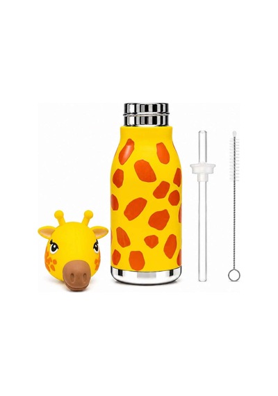 Koı Sarı Zürafa 500 Ml Paslanmaz Çelik-pipetli Çocuk Termosu Ve Suluk Sarı Sarı