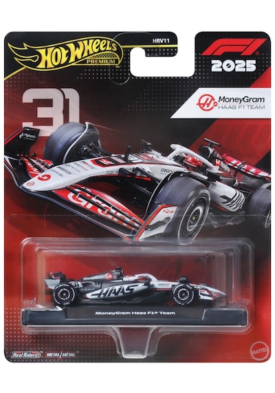 Hot Wheels Premium 2025 Formula 1 Diecast Cars Moneygram Haas F1 Team Siyah - Beyaz