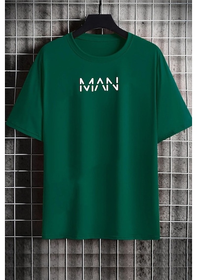Unisex Man Baskılı T-shirt Yeşil