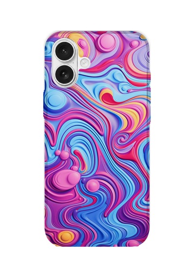 İphone 16 Uyumlu Baskılı Şeffaf Telefon Kılıfı Koleksiyon: Colorwave Flux 10