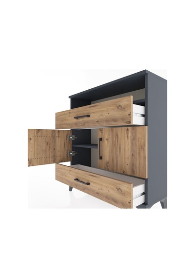 Arges Şifonyer 3 Raflı 2 Çekmeceli 2 Kapaklı 88x30x96 Antrasit-çam Antrasit