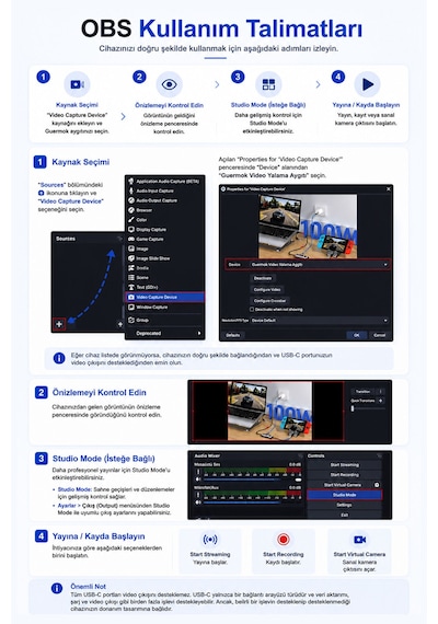 4k 60fps Video Yakalama Kartı, Usb 3.0 Hdmı Capture Card, 4k60 Geçiş Desteği, 1440p 144hz / 1080p 240hz, Ses Girişi Ve Mikrofon Çıkışı, Ps5, Xbox, Switch, Pc, Mac Uyumlu