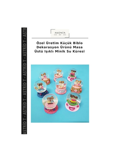 Özel Üretim Küçük Biblo Dekorasyon Ürünü Masa Üstü Işıklı Minik Su Küresi Çok Renkli