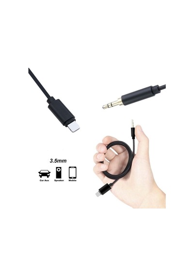 Taplın Apple Uyumlu iPhone  Lightning 3.5 Mm Aux Çevirici Kablo Siyah 1 Mt
